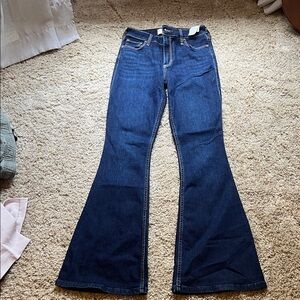 Hollister High-Rise Dark Blue Flare Jeans - LONG inseam